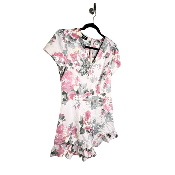 Bebe Sheer Dream  Floral Print Romper Cream/Pink Size 8 - Picture 4 of 7